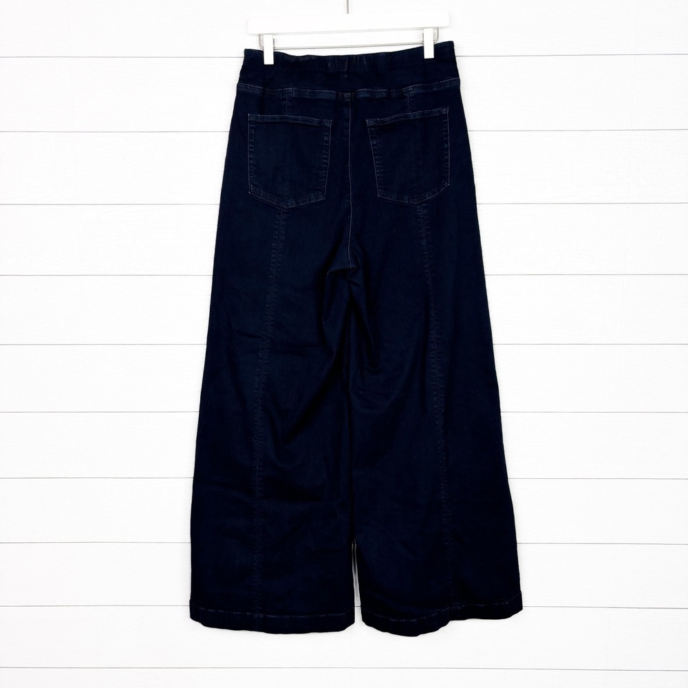 Universal Standard Wide Leg Pull On Jeans Stretch Dark Wash Denim 10 12 - Picture 3 of 5